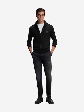 BOSS Gebreid vest 'Kanozip' in Zwart