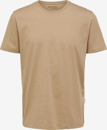 T-Shirt 'Aspen' SELECTED HOMME en marron : devant