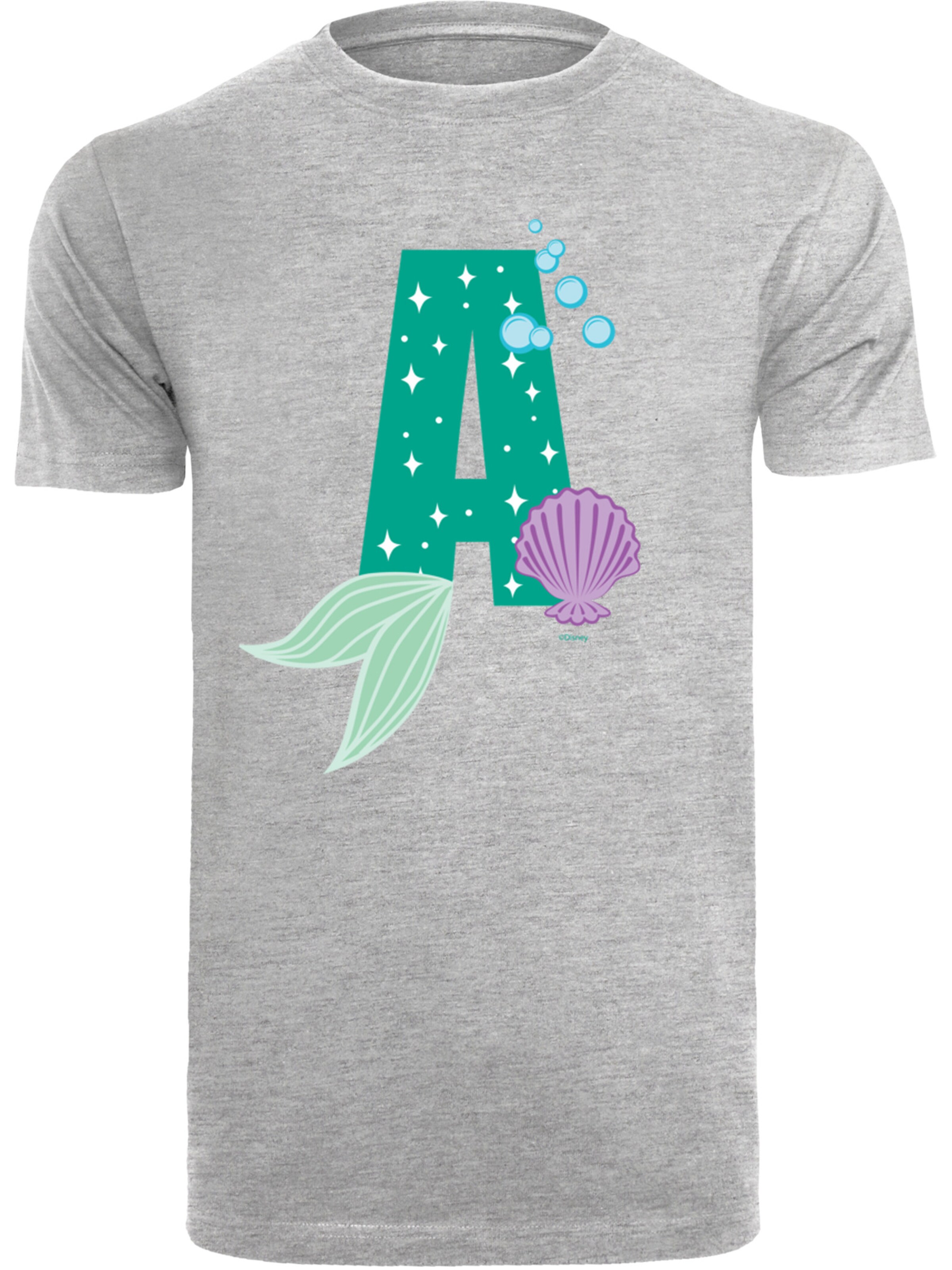 F4NT4STIC Shirt 'Disney Alphabet A Is For Ariel' in Grijs: voorkant