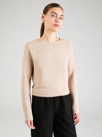 Pull-over QS en beige : devant