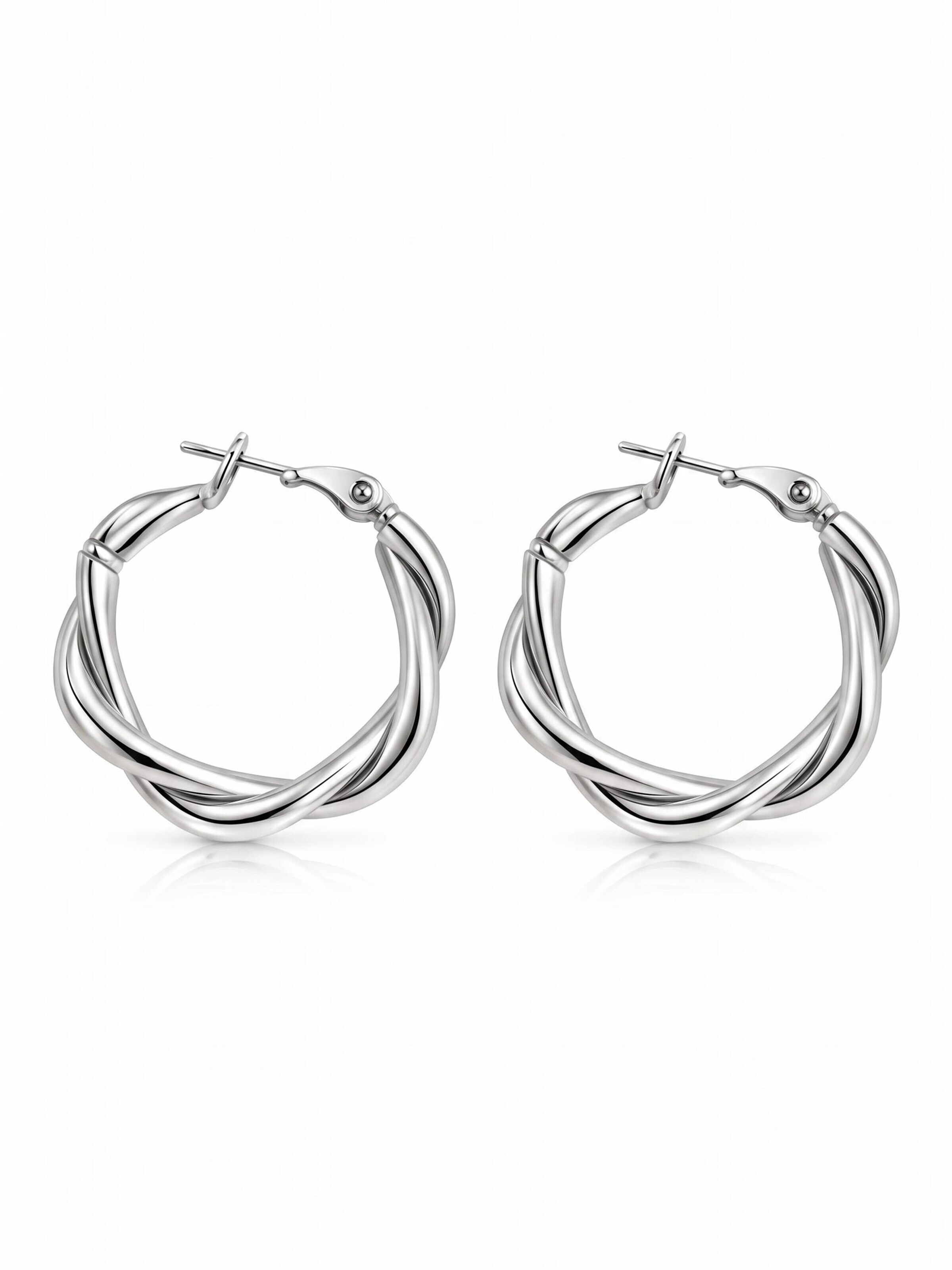 Kamakula Ohrringe 'Twisted Spiral'‌ in Silber: Vorderseite