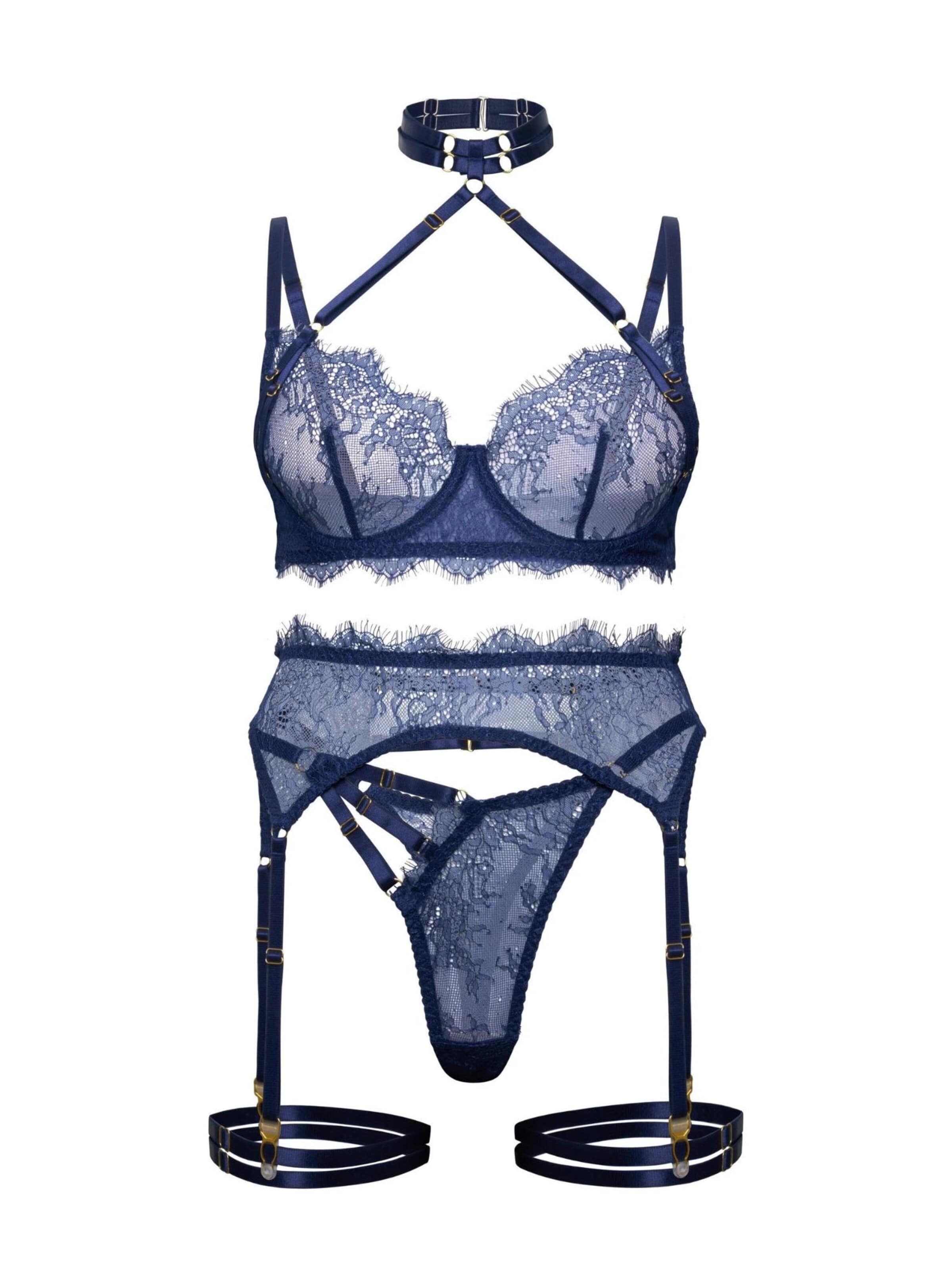 Orchibelle Underwear Sets 'Elodie' in Blue: front