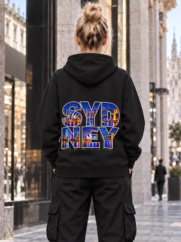LUNØIR Studio Tréning póló 'Sydney City Lights – Neon' - fekete