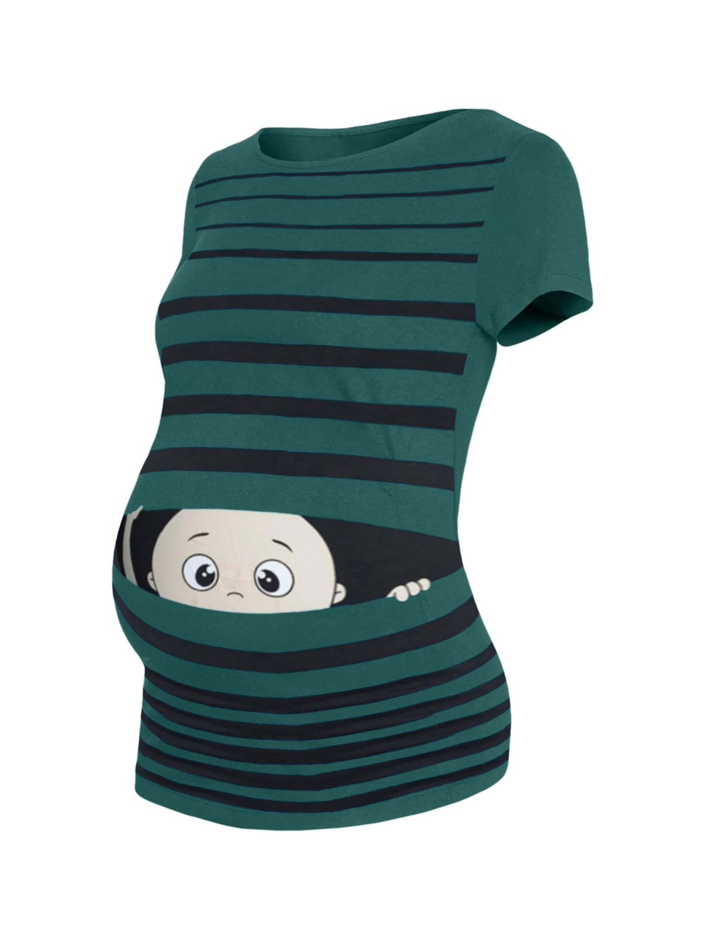 M.M.C. Shirt 'Guck Guck Umstandsshirt'‌‌‌‌‌ in Grün: Vorderseite
