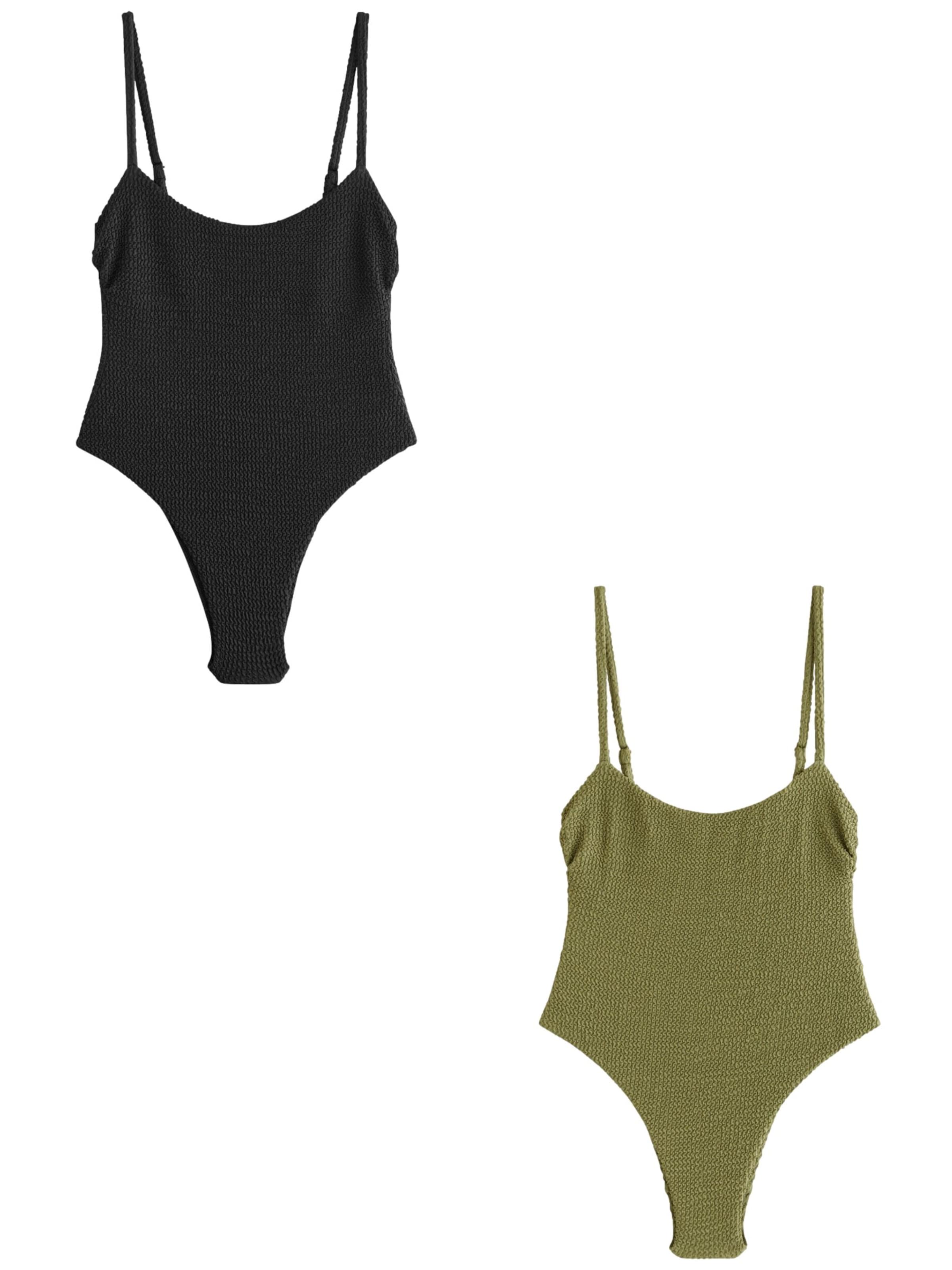 self. Bralette Swimsuit in Green: front