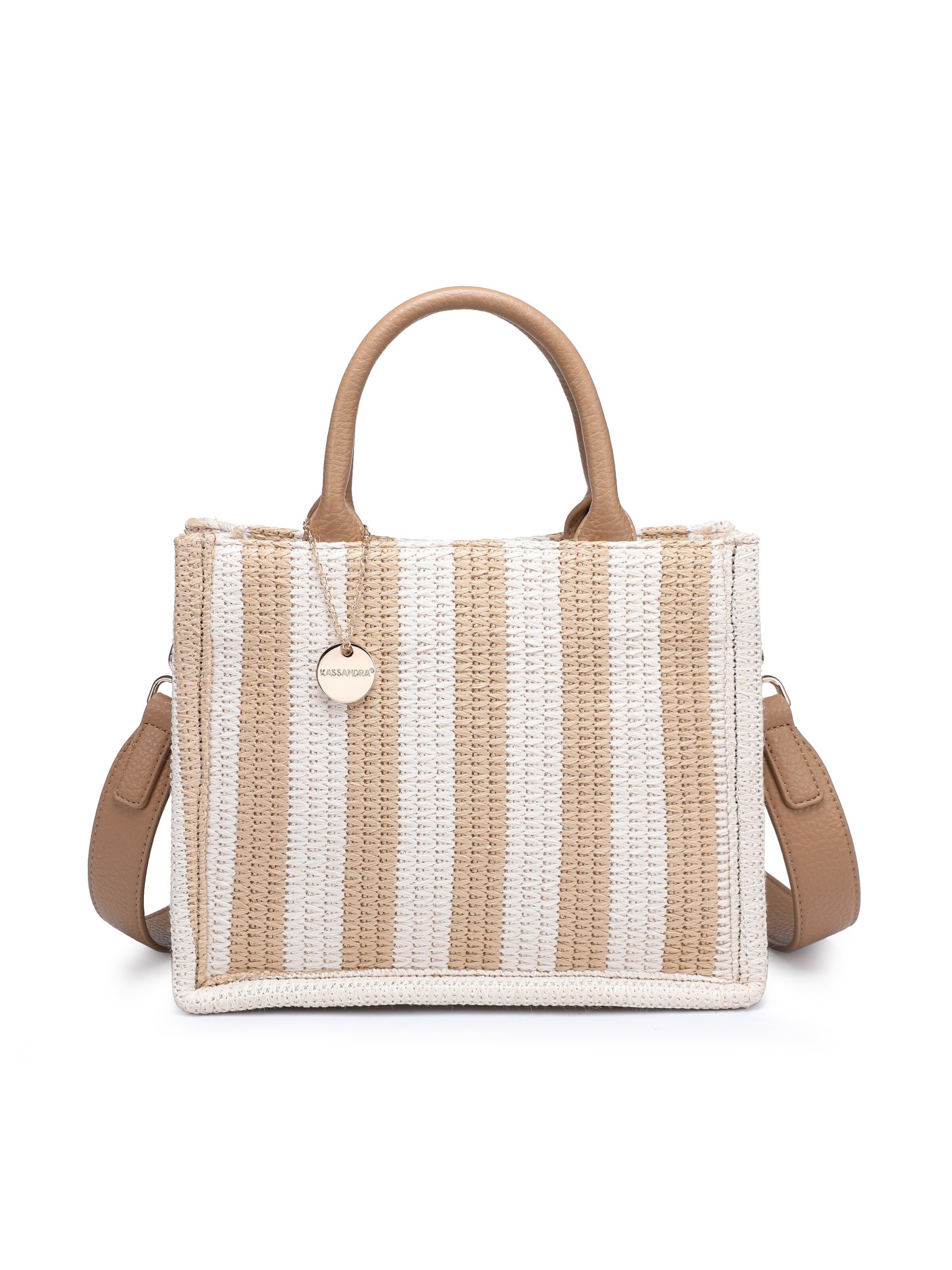 Borsa a tracolla 'Borsa a Tracolla Eliara Donna - Tessuto Intrecciato Rafia e' di Kassandra in beige: frontale