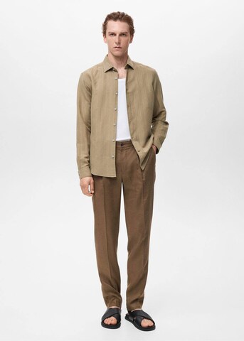 MANGO MAN Regular fit Button Up Shirt 'Rug' in Green