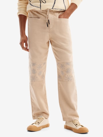 Desigual Loosefit Broek in Beige: voorkant