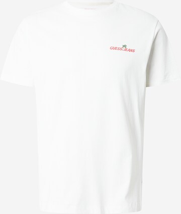 GUESS JEANS Футболка 'WEST COAST HOTEL' в Белый: спереди