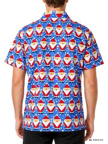 Regular fit Camicia 'Christmas Santa Allover' di King Kameha in blu