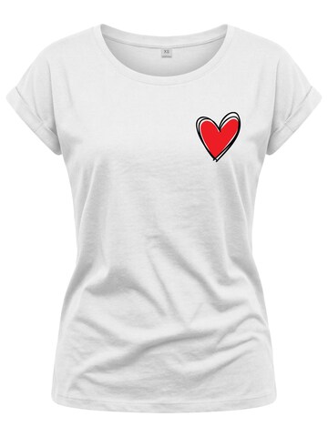 MAKAYA Shirt 'Herz Outline' in White: front