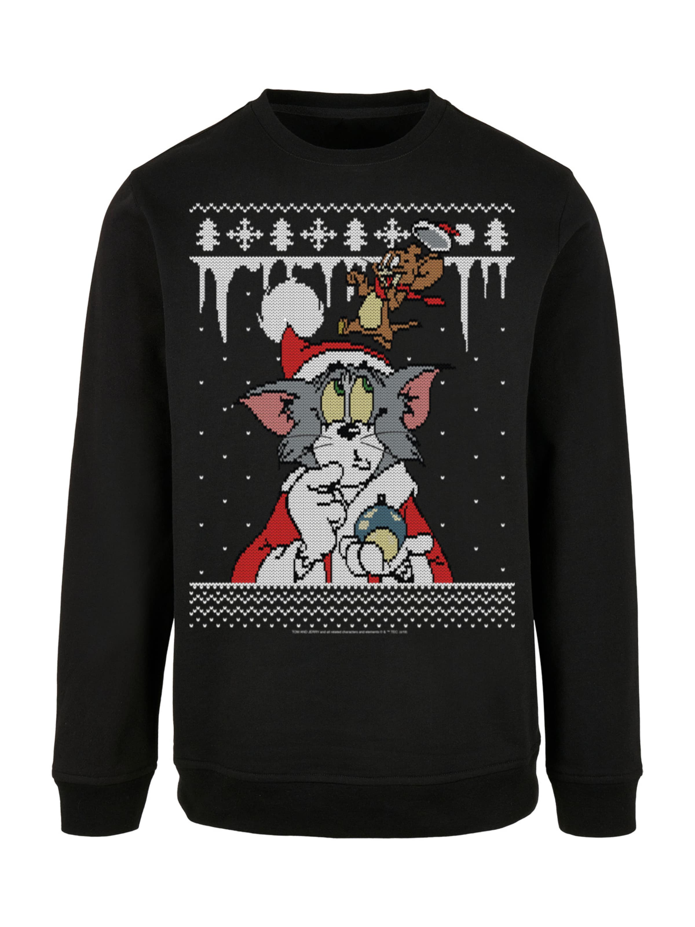 F4NT4STIC Sweatshirt 'Tom und Jerry Christmas Fair Isle' in Grijs: voorkant