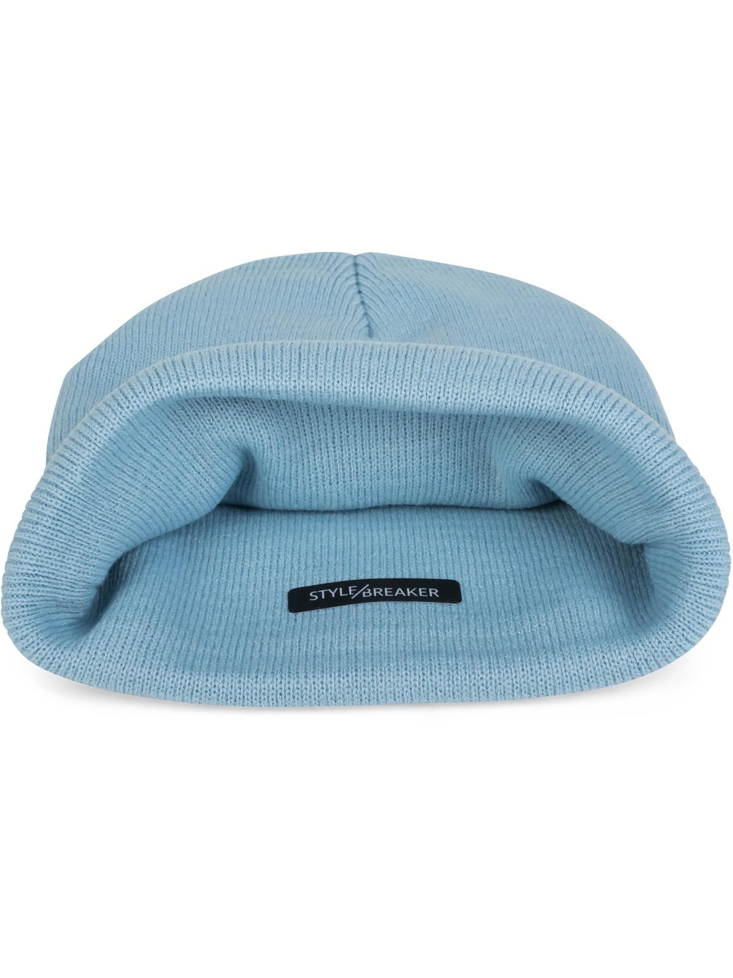 styleBREAKER Beanie 'Winter Strickmütze mit Krempe' in Blue