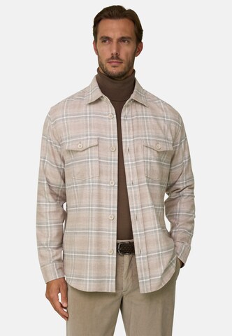 Boggi Milano Regular fit Overhemd in Beige: voorkant
