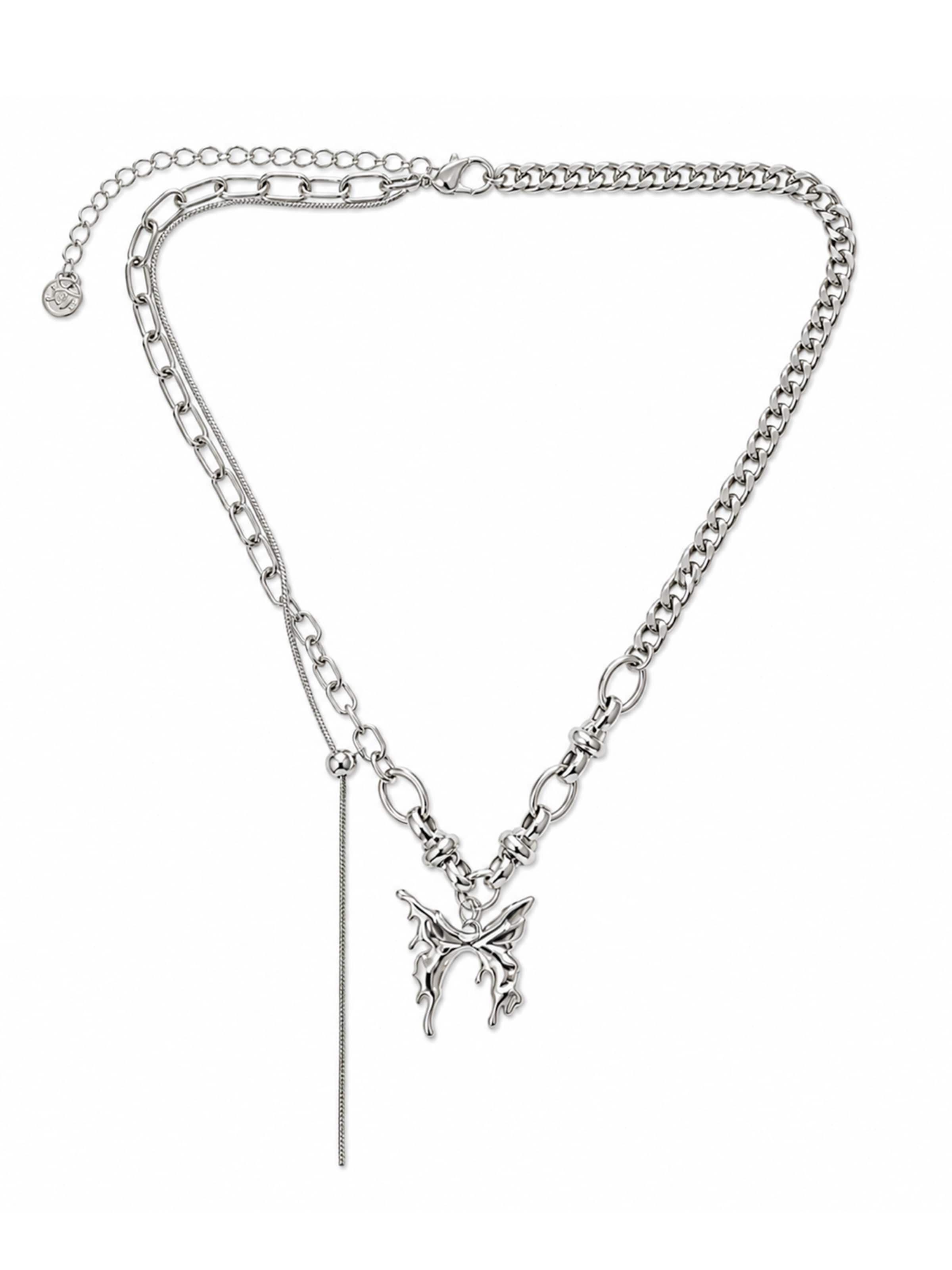 Nightini Necklace 'Gothic Schmetterling Halskette' in Silver: front