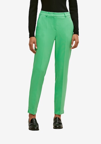 COMMA Slim fit Pleated Pants in Green: front