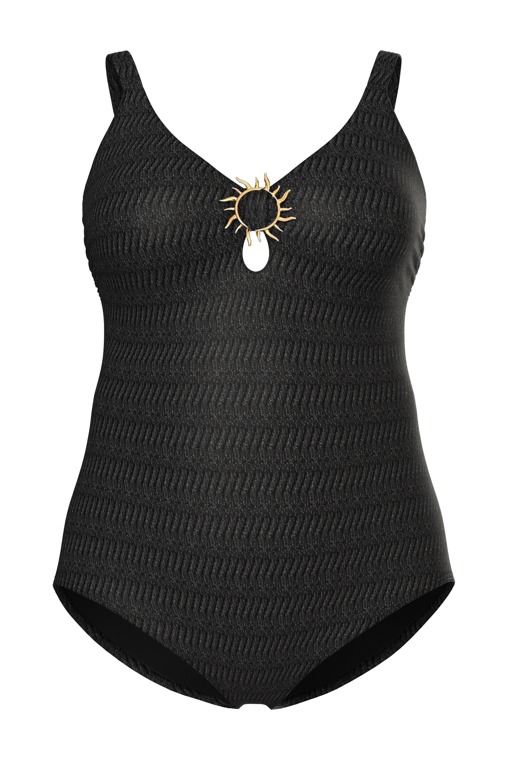 Ulla Popken Triangel Badeanzug in Schwarz: Vorderseite