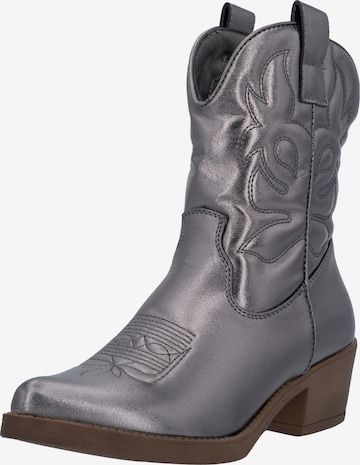 Bottes de cowboy Elara en argent : devant