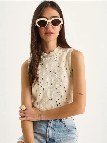 Bianco Lucci Gebreide top in Beige