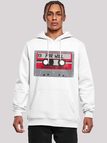 F4NT4STIC Sweatshirt 'Stranger Things Cassette For Will Netflix TV Series' in White: front