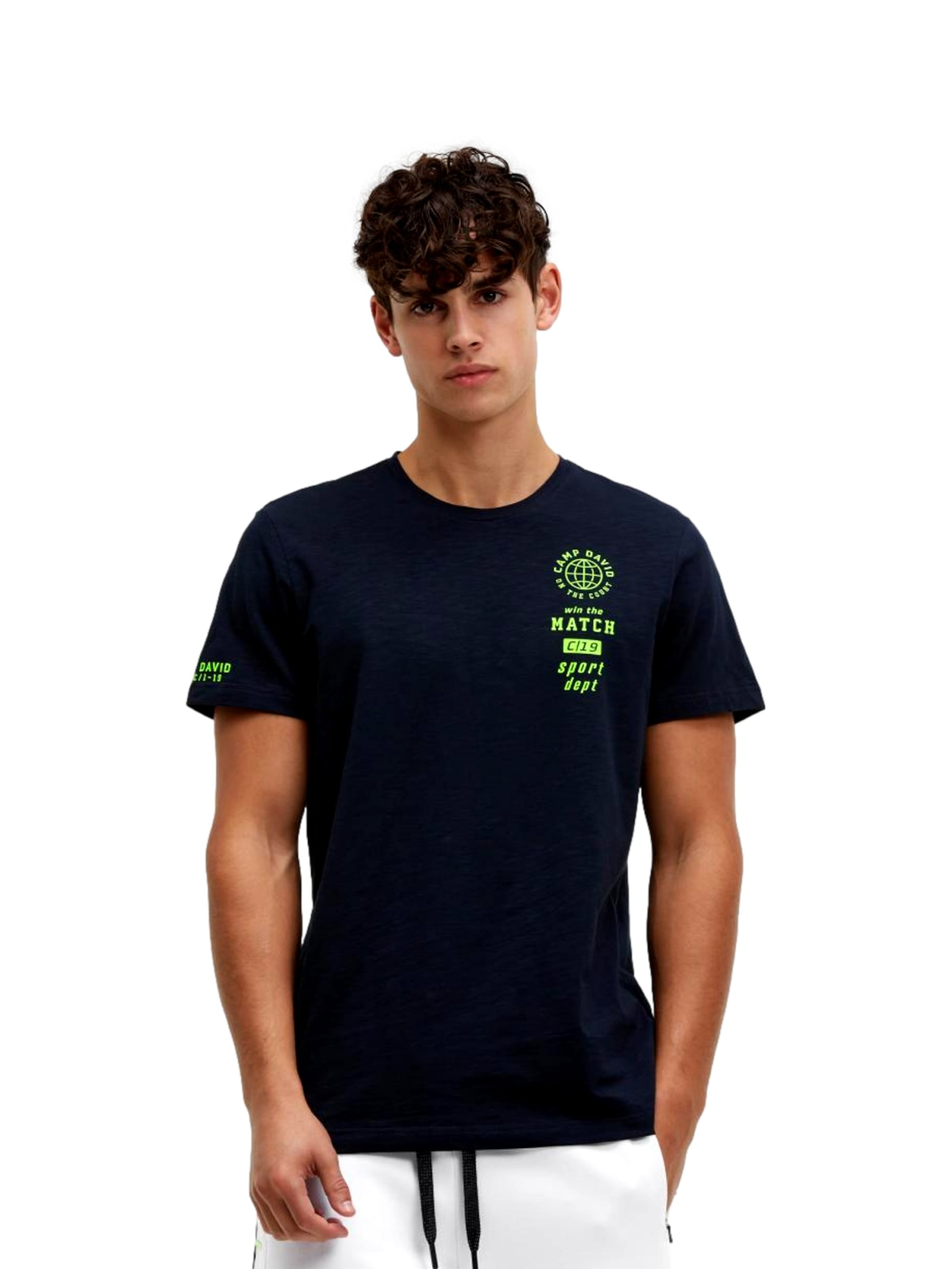 T-Shirt 'Game.Set.Match' CAMP DAVID en bleu : devant
