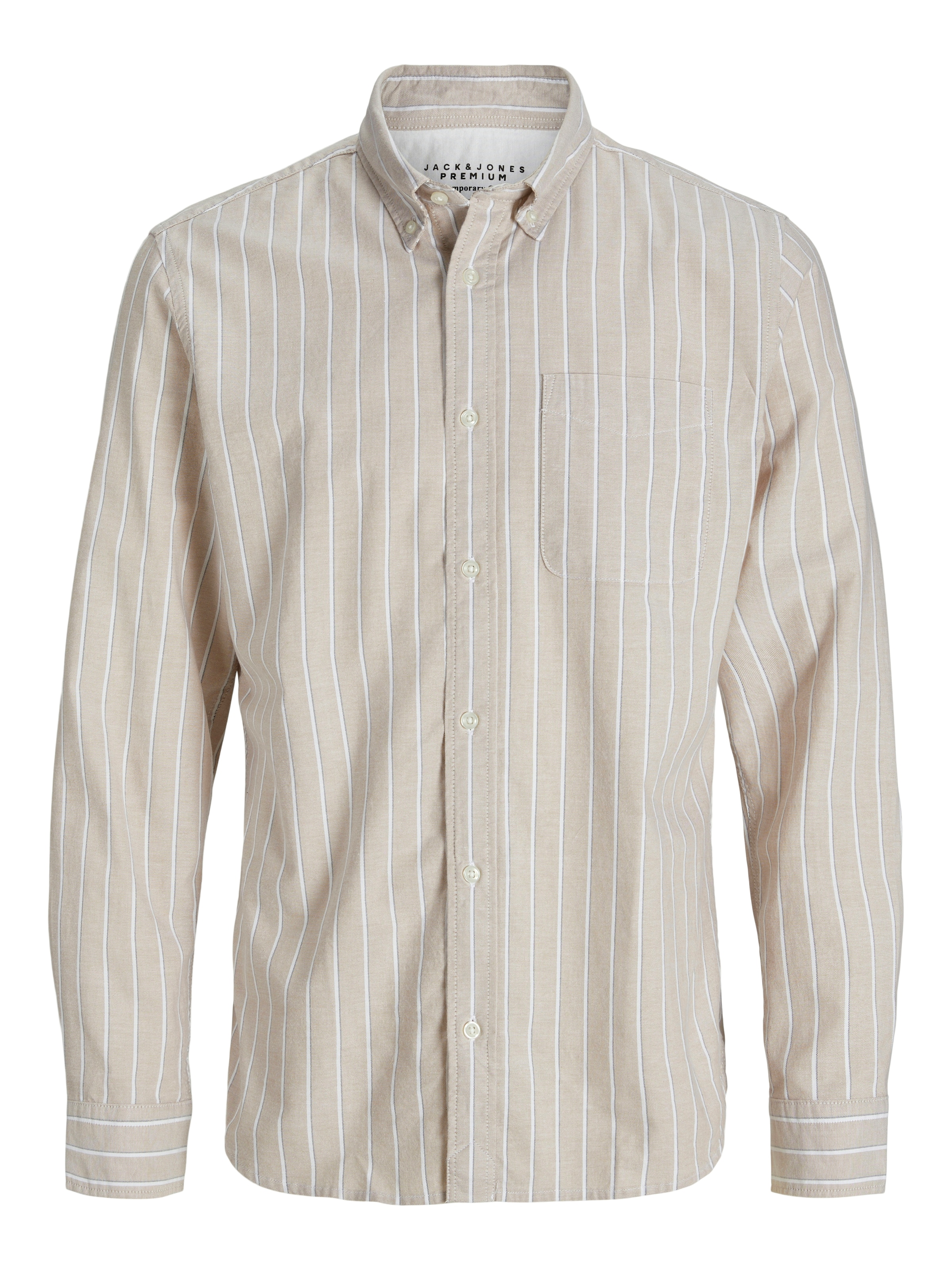 Jack & Jones Premium Button Up Shirt 'JPRBLUBrook' in Grey: front