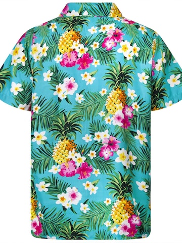 Regular fit Camicia 'Pineapple Flowers' di King Kameha in blu