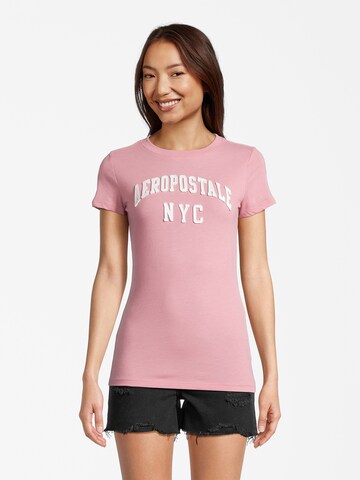 T-shirt AÉROPOSTALE en rose : devant