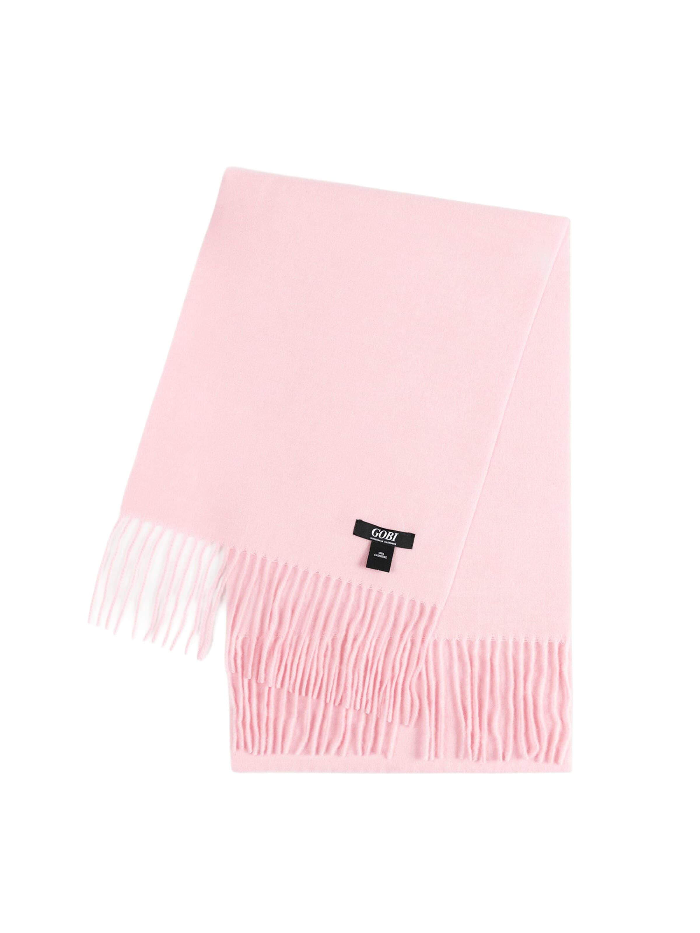 GOBI Cashmere Sjaal 'Unisex Cashmere Fringed Scarf' in Roze: voorkant
