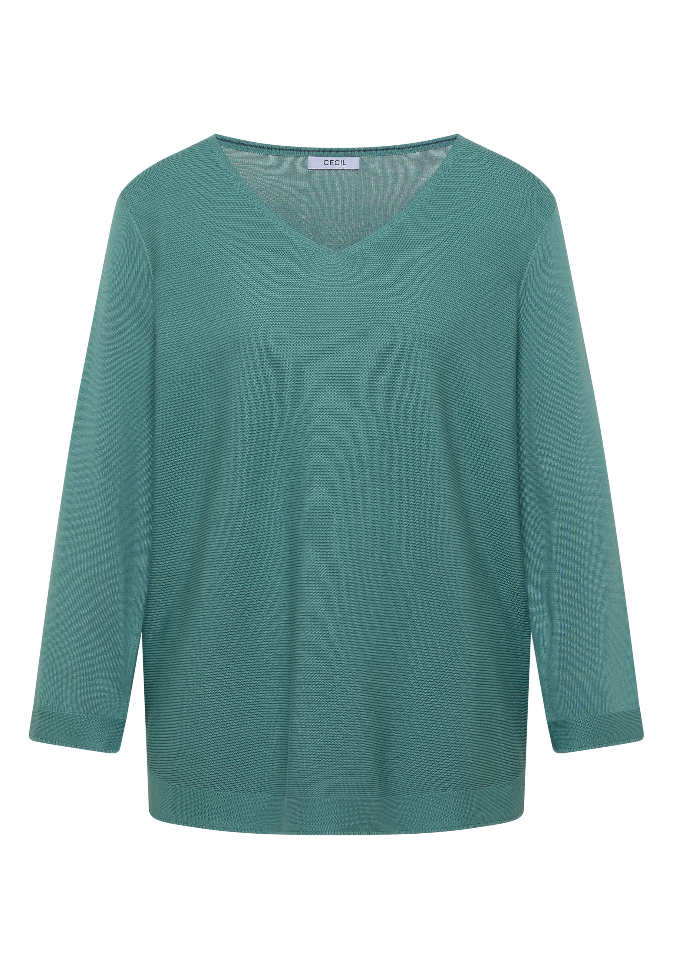 CECIL 3/4-Arm Pullover mit V-Neck und Strukturfront in XXXL in türkis, Produktansicht