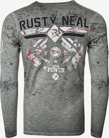 Rusty Neal Langarmshirt mit angesagten Prints in Grau