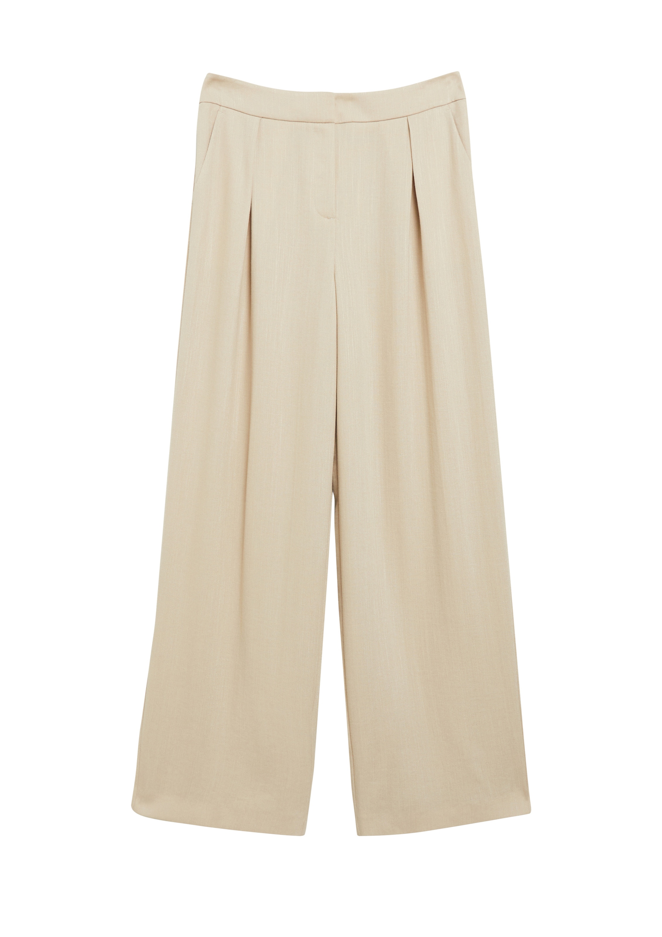 COMMA Wide leg Bandplooibroek in Beige: voorkant