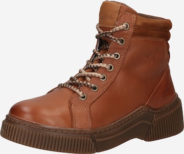 Libelle Lace-Up Ankle Boots in Brown: front
