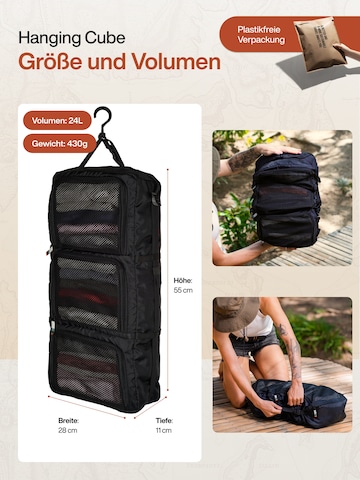 TRAVEL DUDE Matkakassi 'Hanging Packing Cube mit Kompression, Hängende Packwürfel für Rucksack und Koffer, Reise Regal in Schwarz' värissä musta