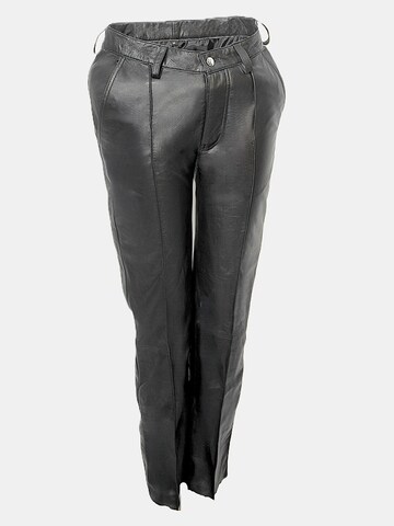 Be  Noble Regular Pantalon 'Lederhose als elegante Bundfaltenhose' in Zwart: voorkant