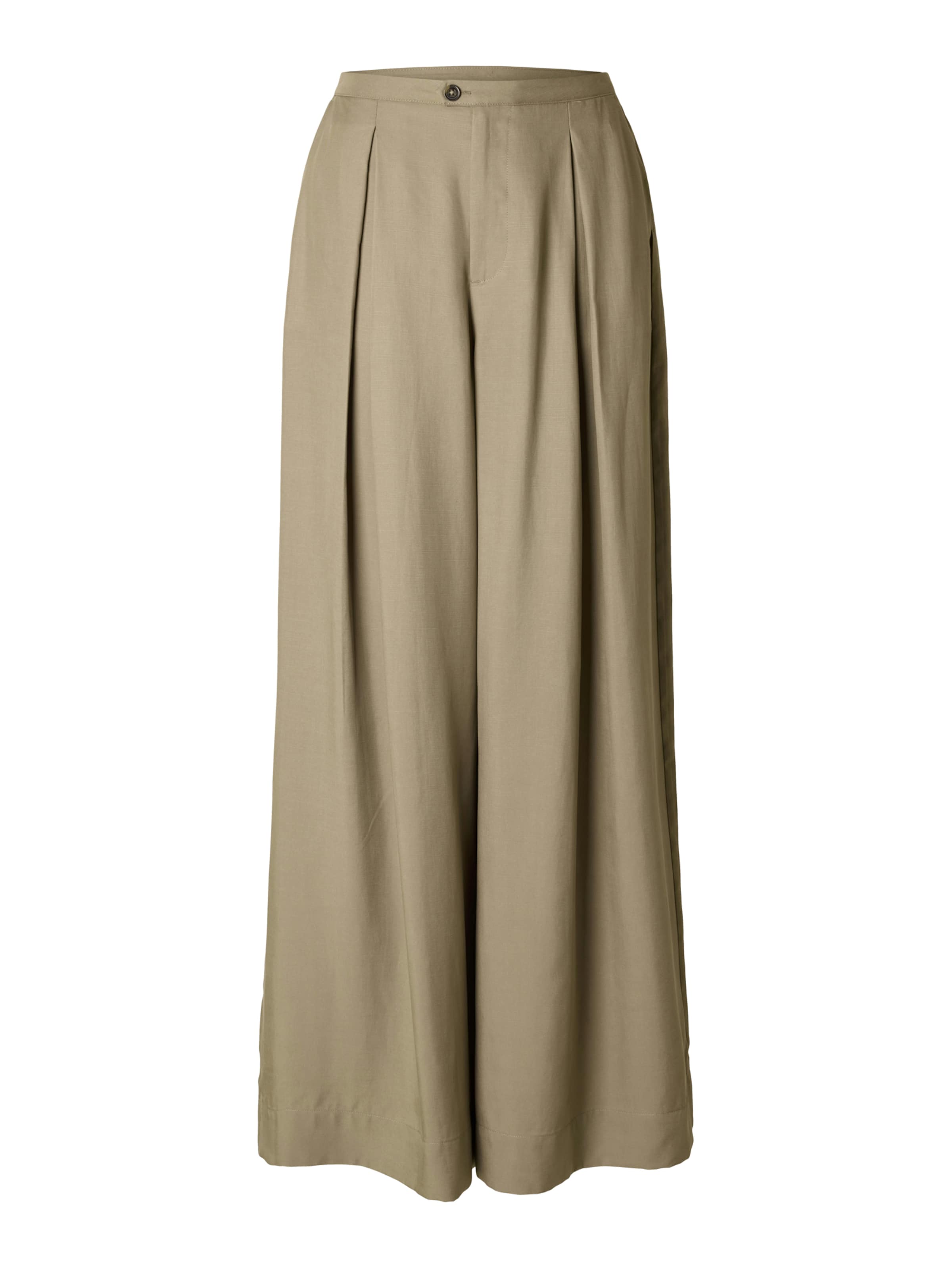 SELECTED Wide leg Pleat-front trousers 'SLFNATUK' in Green: front