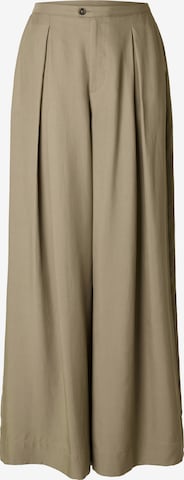 SELECTED - Pantalón plisado 'SLFNATUK' en verde: frente