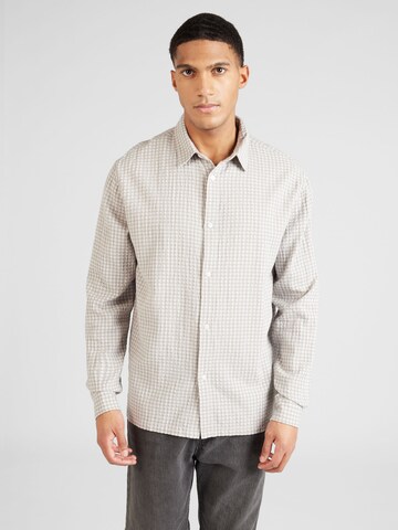 WEEKDAY Comfort fit Button Up Shirt in Grey: front