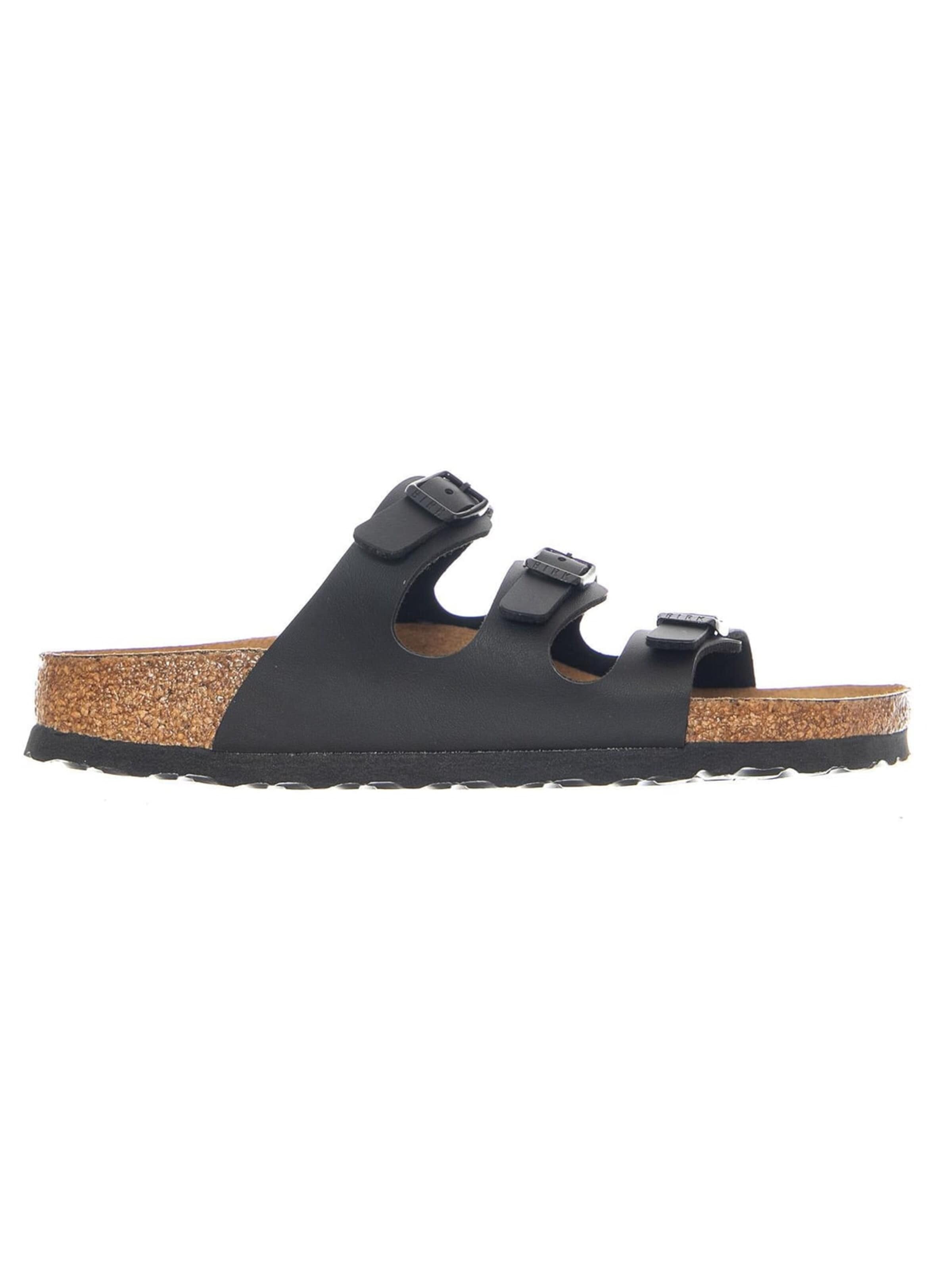 BIRKENSTOCK Klapki 'Florida SFB Birko Flor Narrow Fit Black' w kolorze czarny: przód