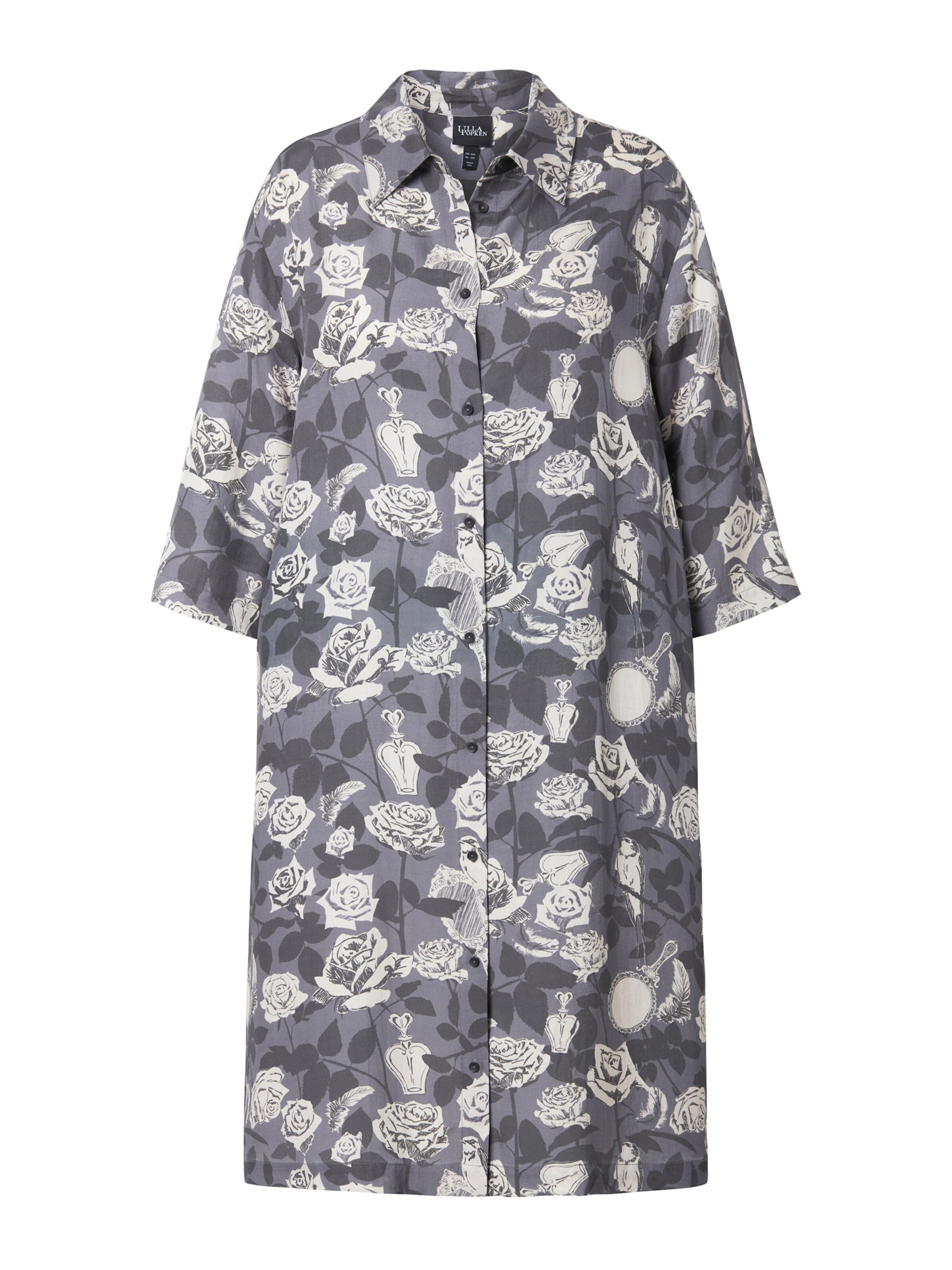 Ulla Popken Košilové šaty – šedá: přední strana