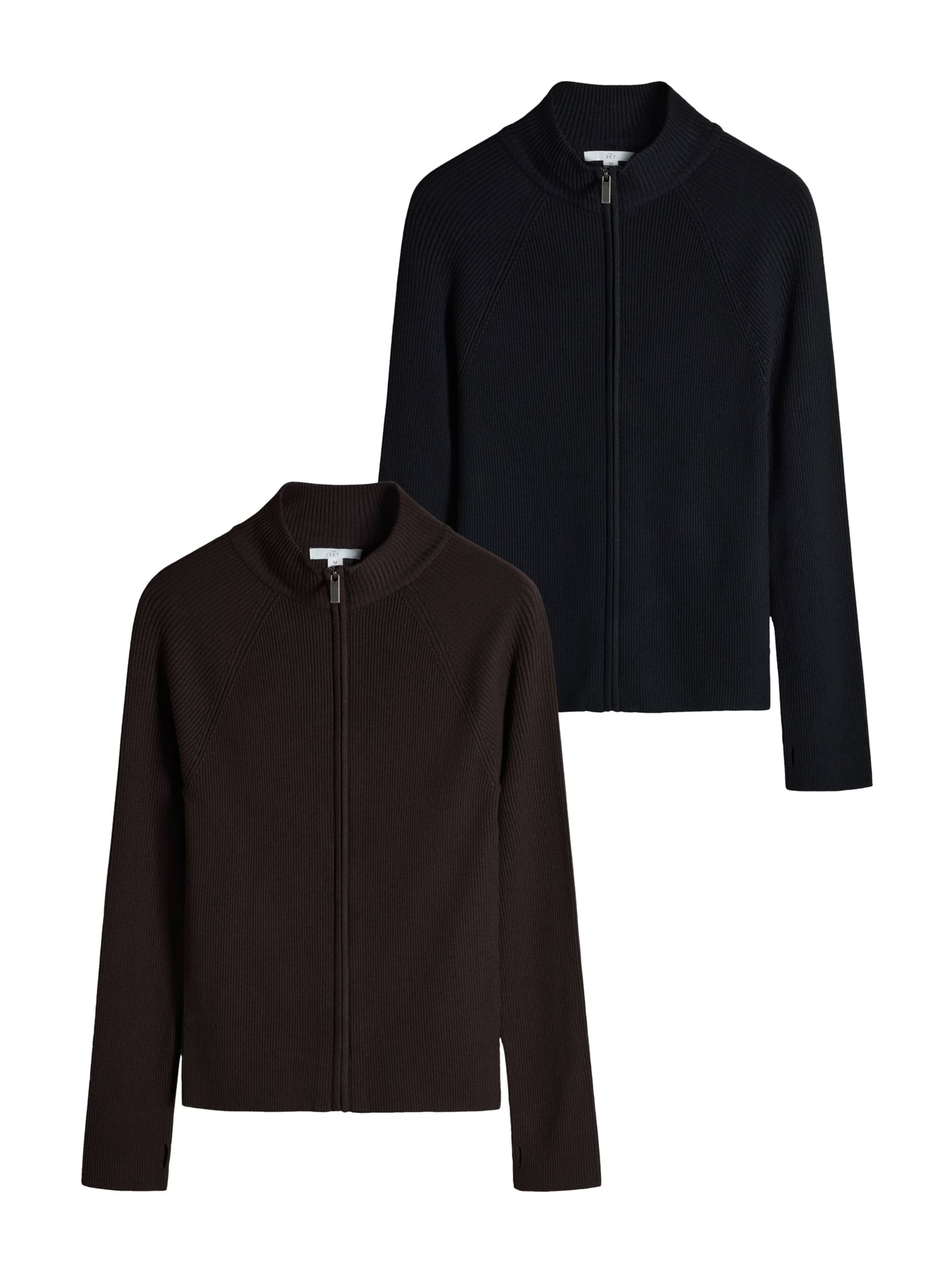 The Set Strickjacke in Braun: Vorderseite