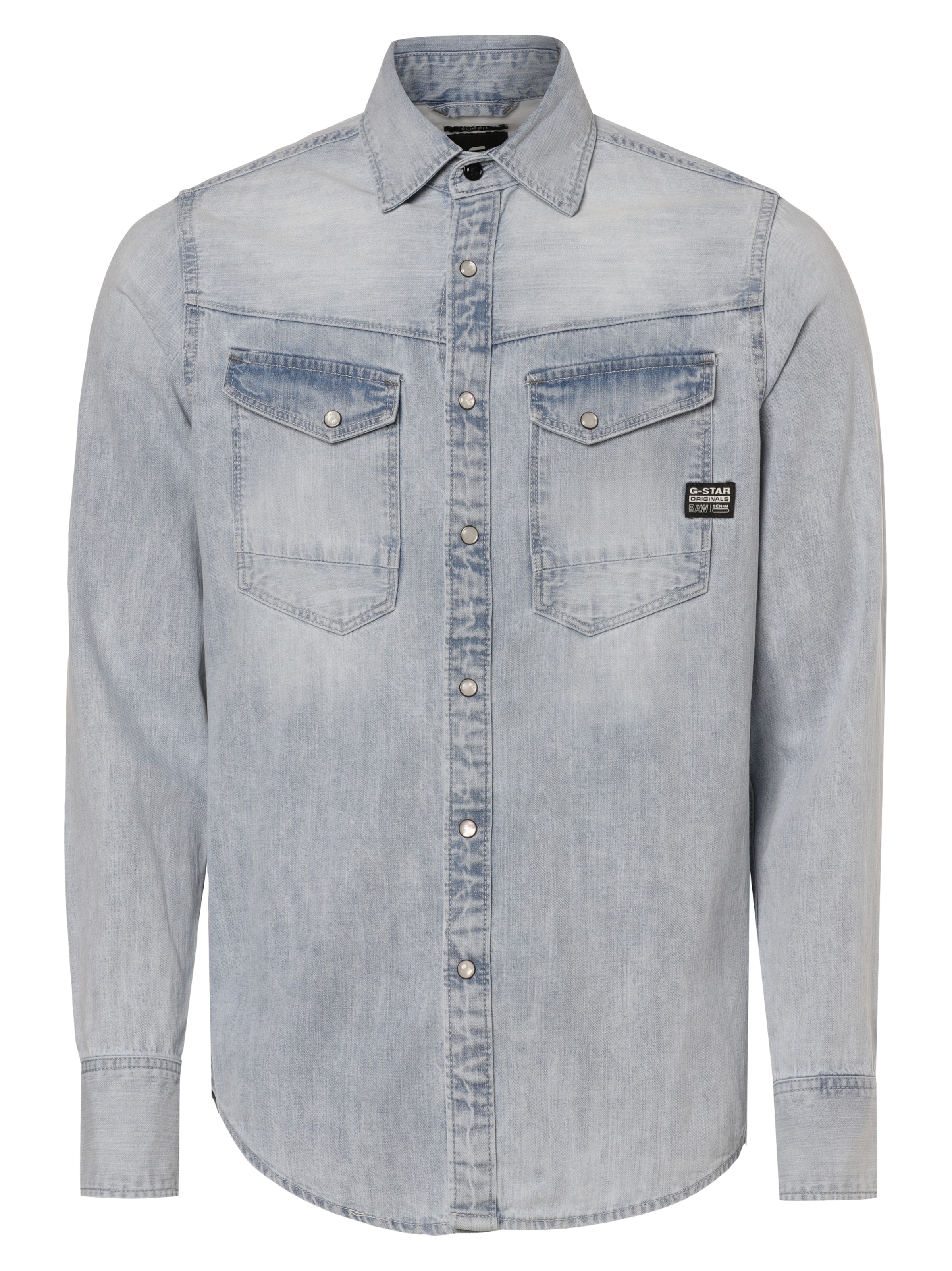 G-STAR Slim fit Button Up Shirt in Blue: front