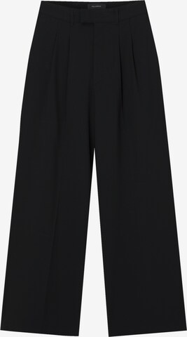 Wide leg Pantaloni cutați de la Pull&Bear pe negru: față