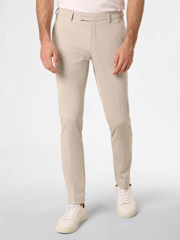Coupe slim Pantalon à plis 'Kalifornia' Finshley & Harding en beige : devant
