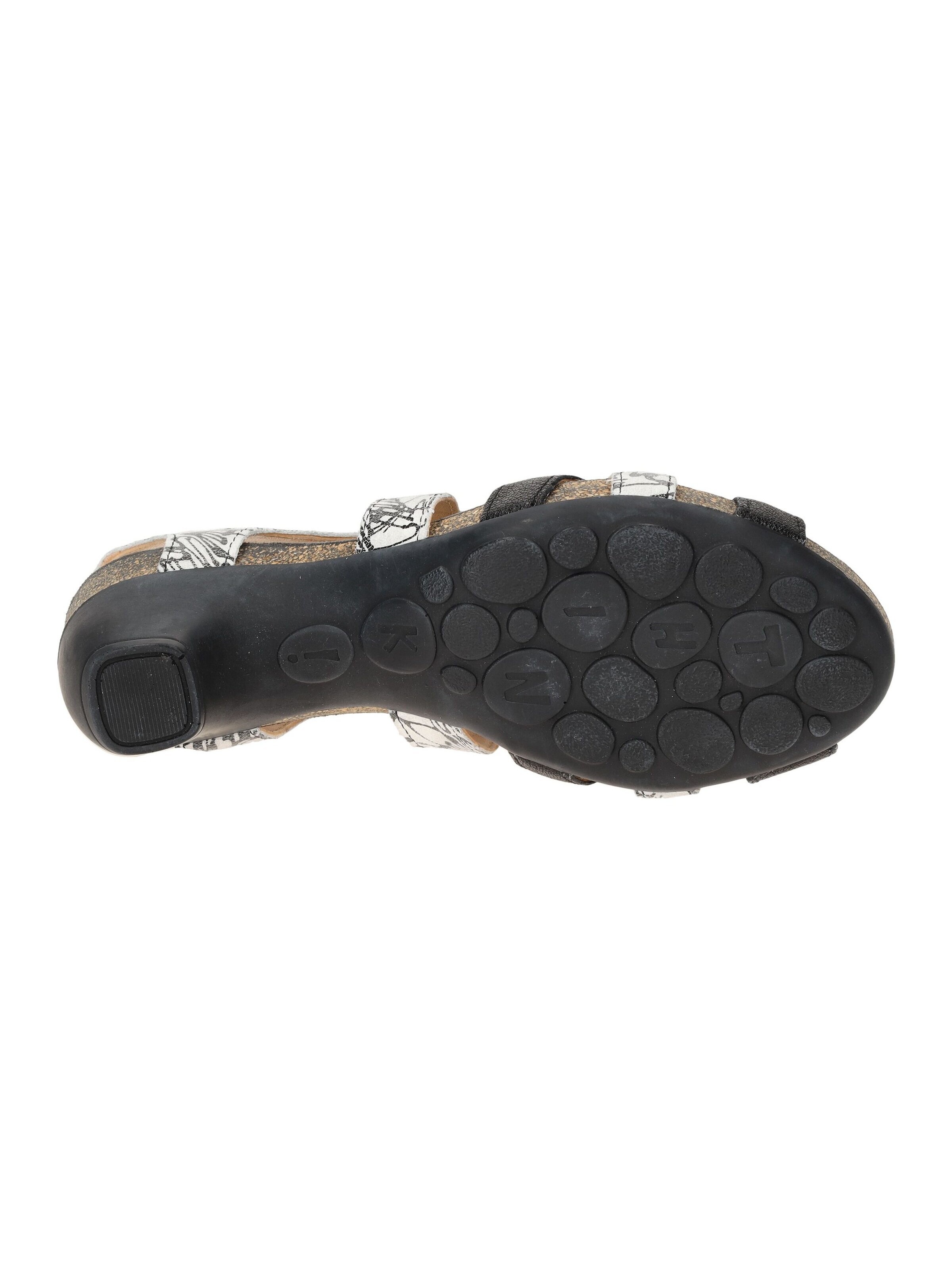 THINK! Sandals 'Think Traudi Schnür Sandale schwarz grau Print 214' in Black