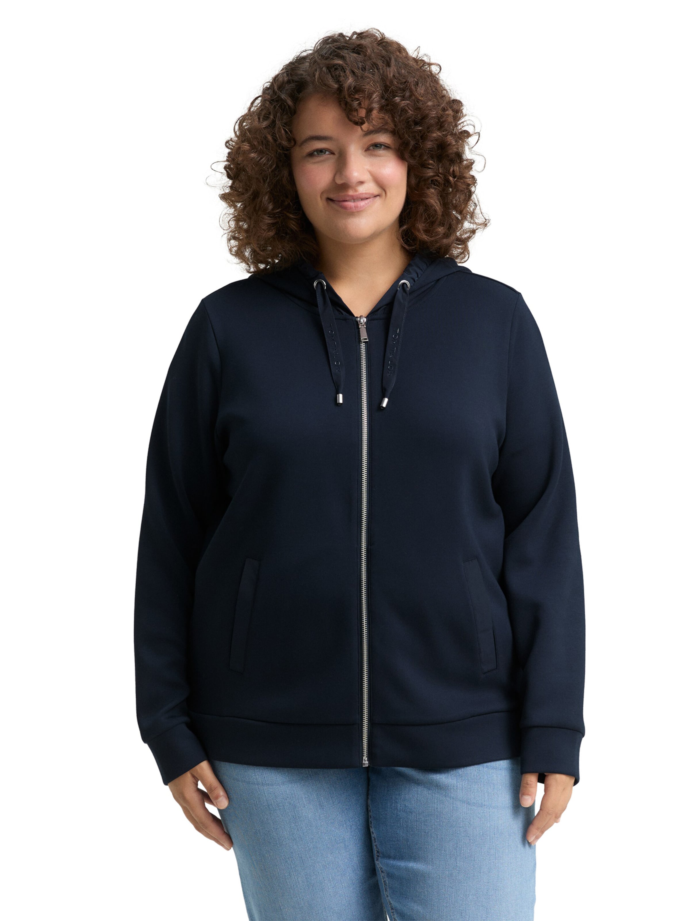Tom Tailor Women + - Sudadera con cremallera en azul: frente