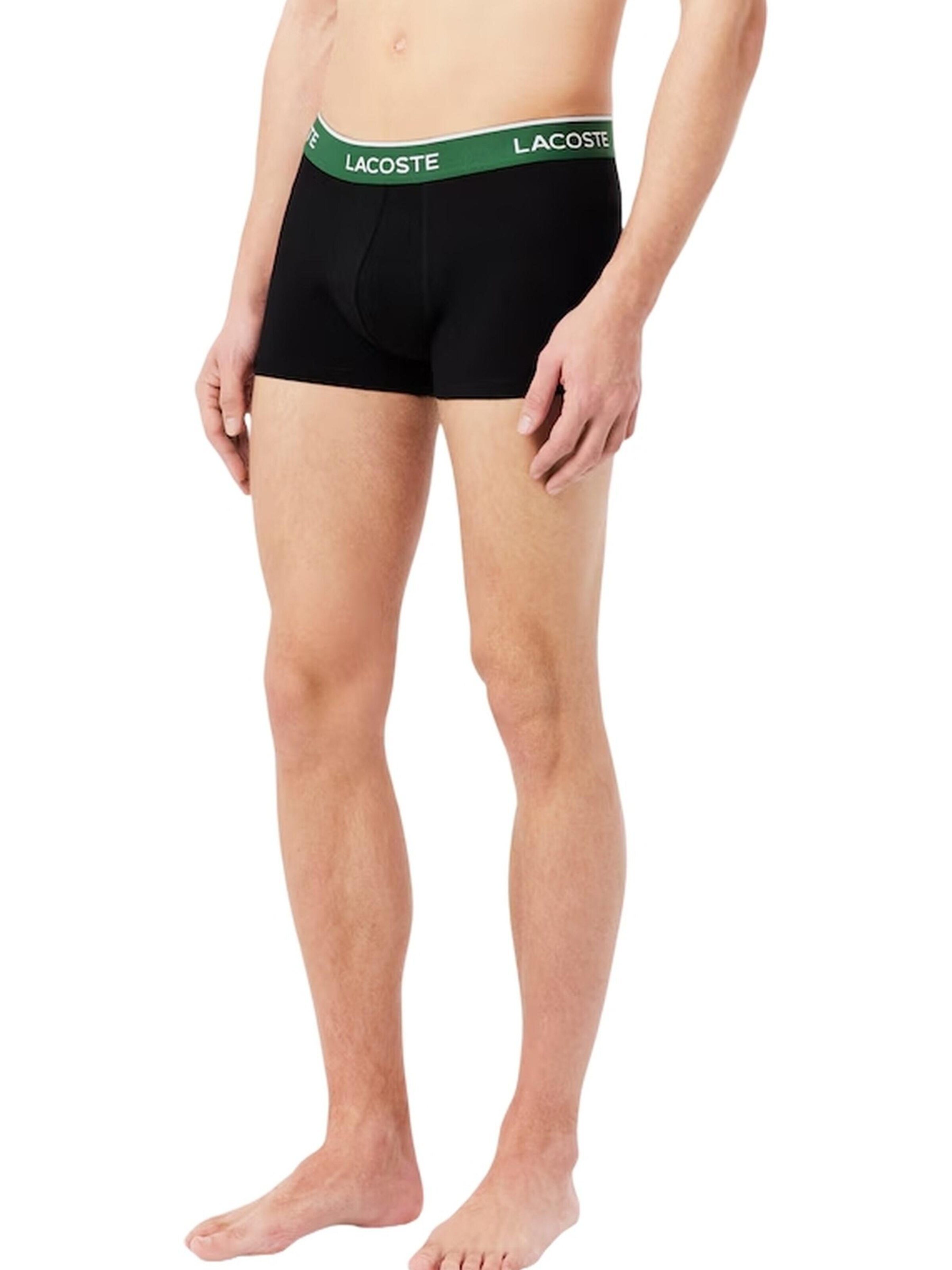 LACOSTE - Boxers 'Tripack boxers lacoste negros gomas verdes 2ni cotton trunk' em preto