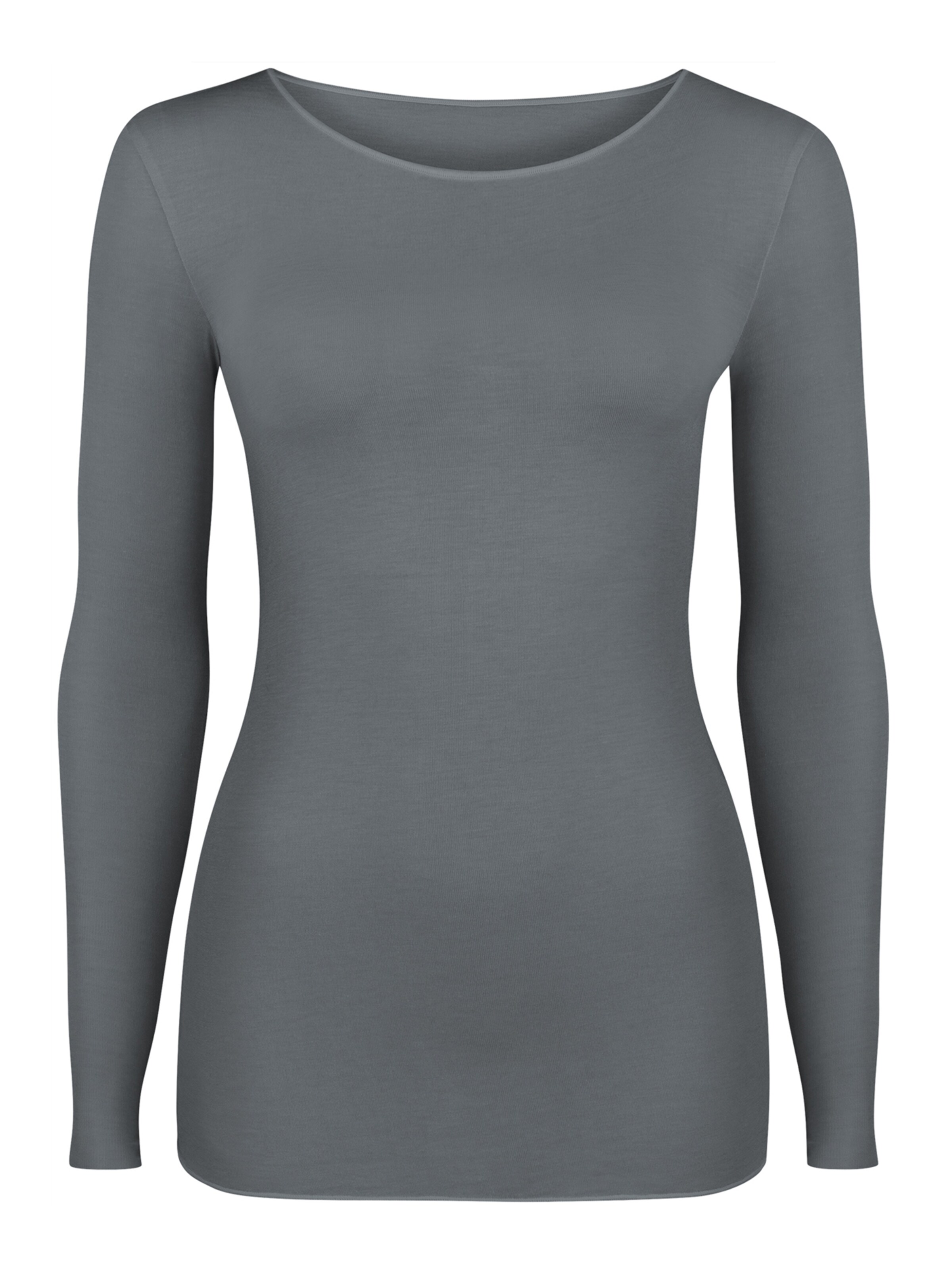 Nur Die Longsleeve Roundneck mit Kaschmir ' NUR DIE x KILIAN KERNER ' in Grau: Vorderseite