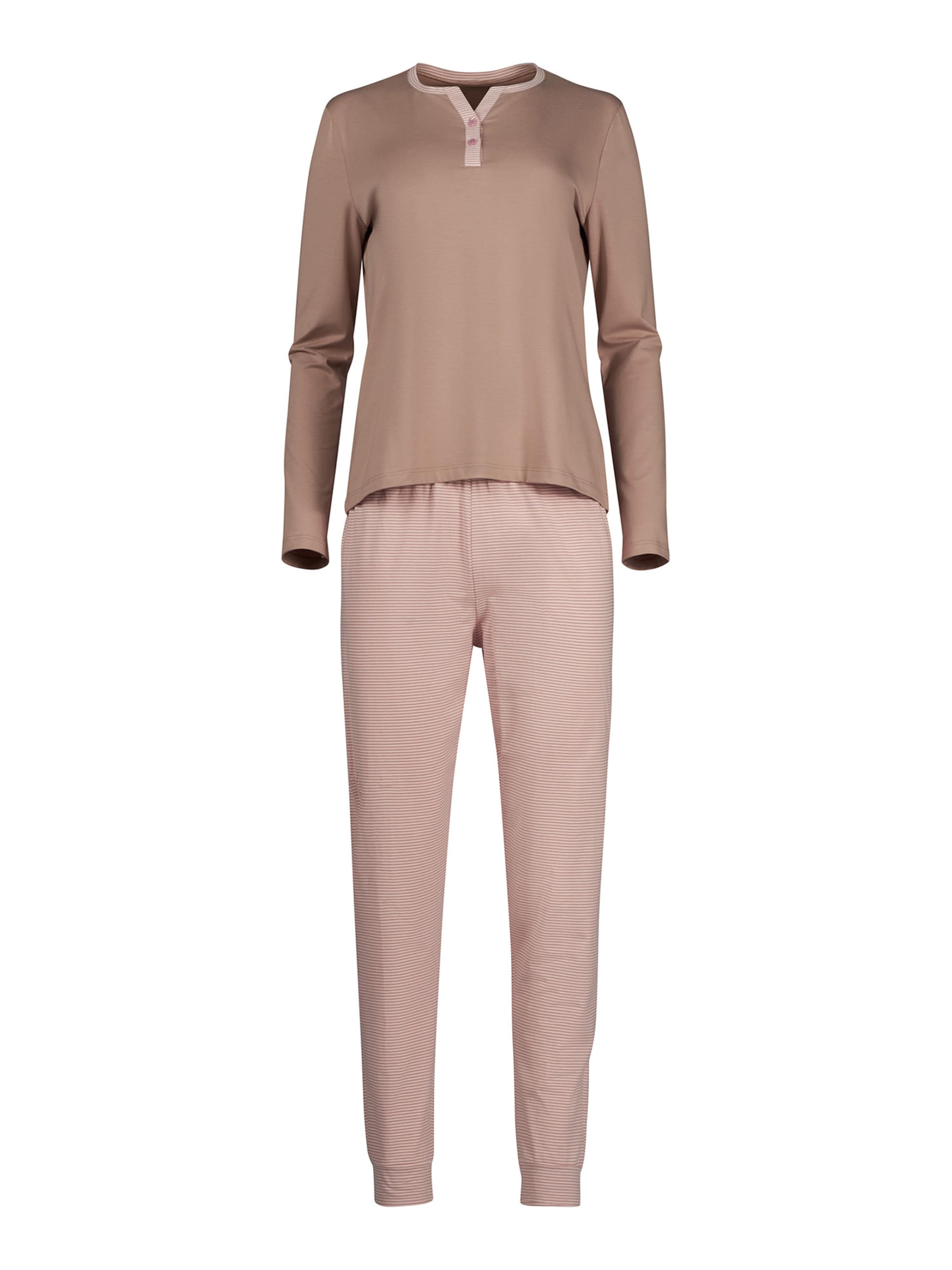 HUBER Pajama ' Night Basic Selection ' in Brown: front