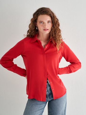 SILK & CASHMERE Shirt in Rood: voorkant